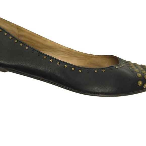 Frye Regina Ballet Flats Studded Black Leather READ Size 7.5 Slip On Pointed Toe - Picture 5 of 13